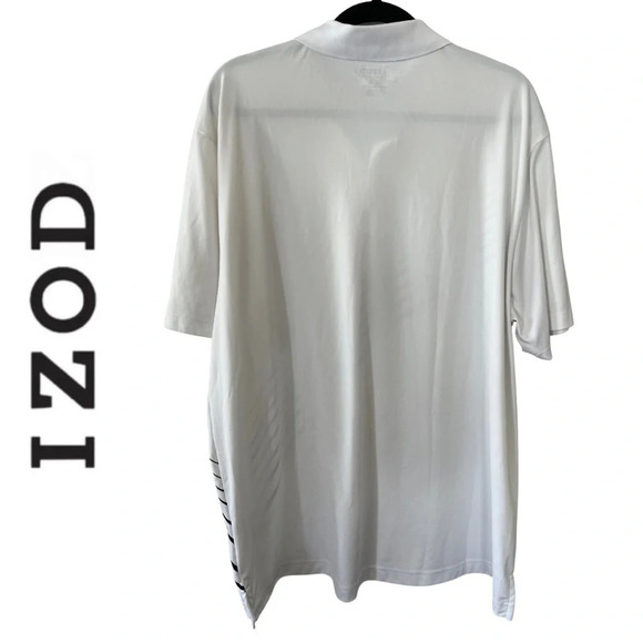 Izod Golf Shirt Graphic Stripe Design Blue Black White Size XXL - Picture 3 of 6